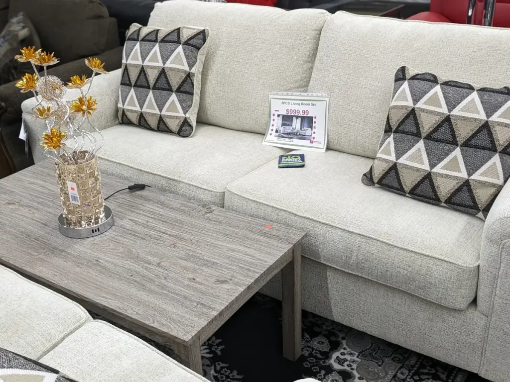Cream Sofa with Accent Pillows