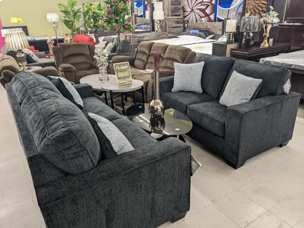 Plush Charcoal Sofa Set