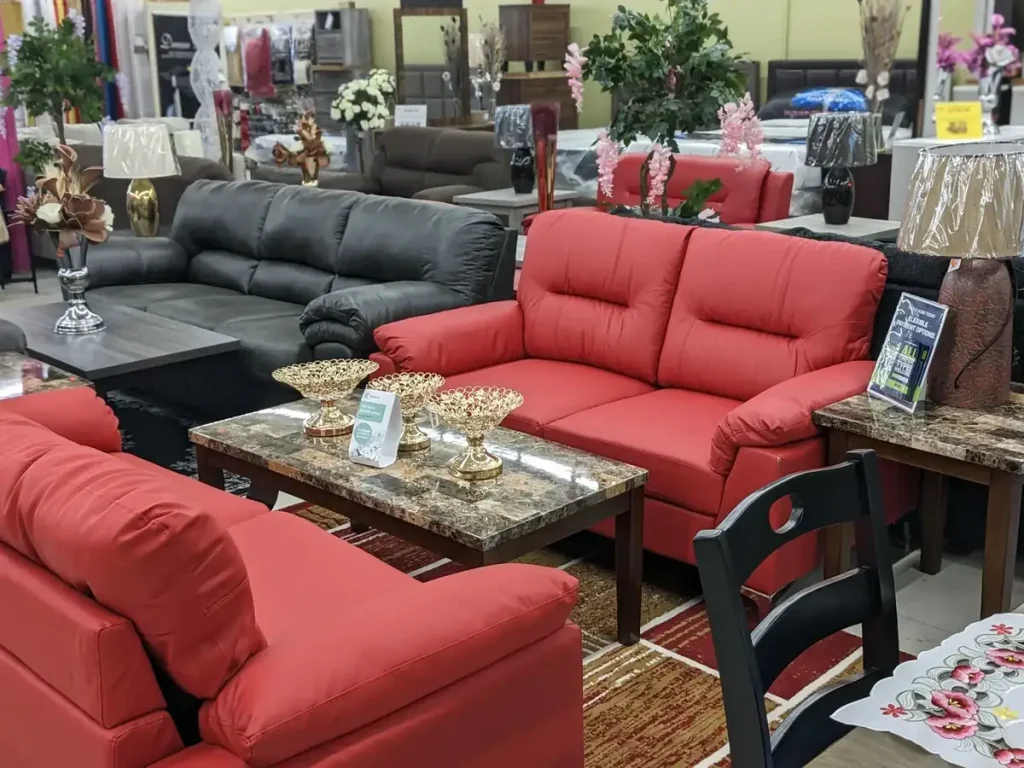 Red Leather-Look Sofa & Loveseat Set